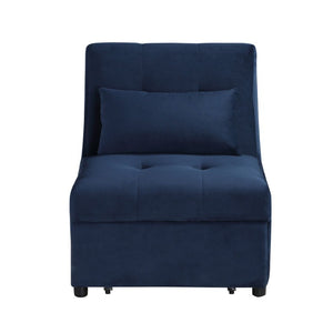 English Elm Lift Top Velvet Storage Bench with Pull Out Guest Bed and Tufted Seat Dark Blue B011P581583