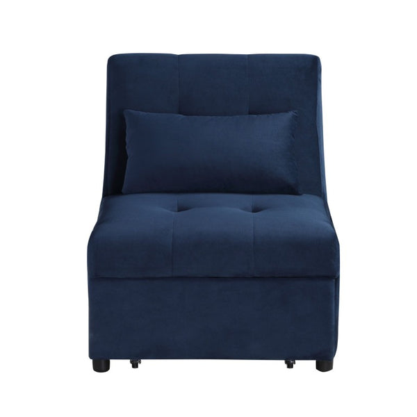 English Elm Lift Top Velvet Storage Bench with Pull Out Guest Bed and Tufted Seat Dark Blue B011P581583