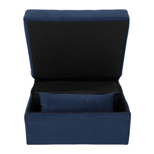 English Elm Lift Top Velvet Storage Bench with Pull Out Guest Bed and Tufted Seat Dark Blue B011P581583