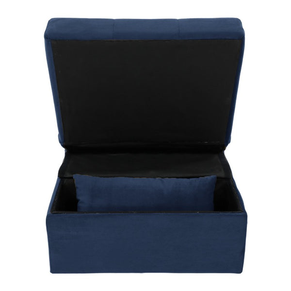 English Elm Lift Top Velvet Storage Bench with Pull Out Guest Bed and Tufted Seat Dark Blue B011P581583