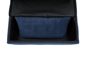 English Elm Lift Top Velvet Storage Bench with Pull Out Guest Bed and Tufted Seat Dark Blue B011P581583