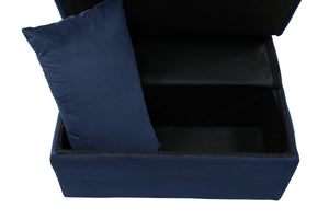 English Elm Lift Top Velvet Storage Bench with Pull Out Guest Bed and Tufted Seat Dark Blue B011P581583