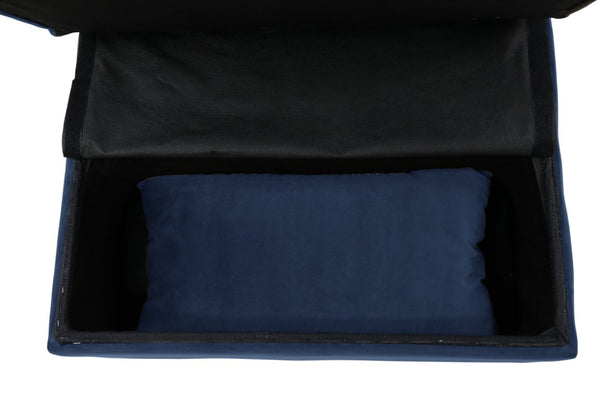English Elm Lift Top Velvet Storage Bench with Pull Out Guest Bed and Tufted Seat Dark Blue B011P581583