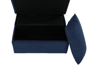 English Elm Lift Top Velvet Storage Bench with Pull Out Guest Bed and Tufted Seat Dark Blue B011P581583
