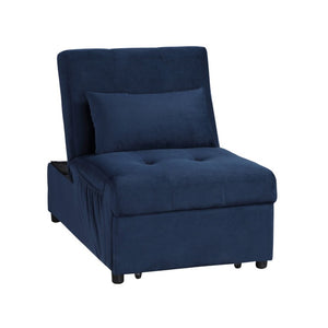 English Elm Lift Top Velvet Storage Bench with Pull Out Guest Bed and Tufted Seat Dark Blue B011P581583