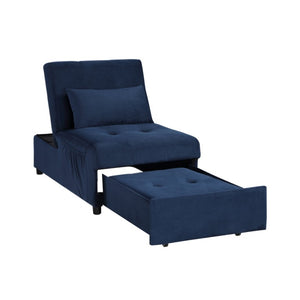English Elm Lift Top Velvet Storage Bench with Pull Out Guest Bed and Tufted Seat Dark Blue B011P581583