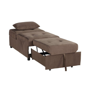 English Elm Lift Top Velvet Storage Bench with Pull Out Guest Bed and Tufted Seat Brown B011P581584