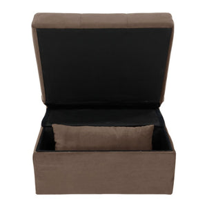 English Elm Lift Top Velvet Storage Bench with Pull Out Guest Bed and Tufted Seat Brown B011P581584