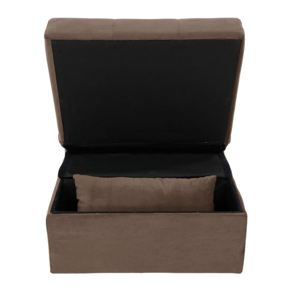 English Elm Lift Top Velvet Storage Bench with Pull Out Guest Bed and Tufted Seat Brown B011P581584