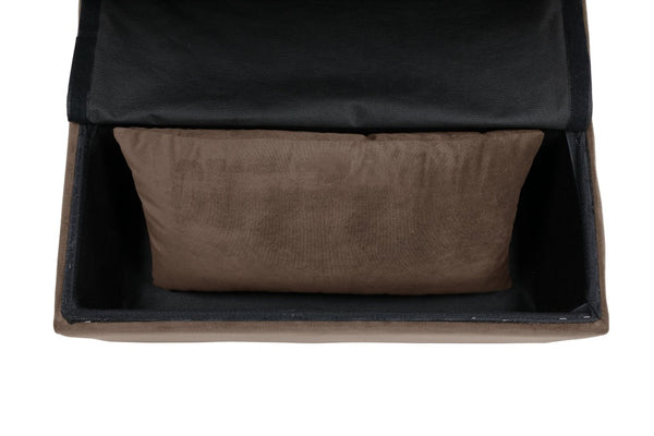 English Elm Lift Top Velvet Storage Bench with Pull Out Guest Bed and Tufted Seat Brown B011P581584