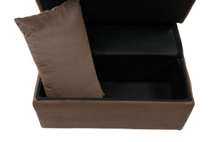 English Elm Lift Top Velvet Storage Bench with Pull Out Guest Bed and Tufted Seat Brown B011P581584