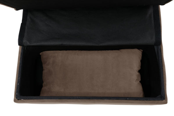 English Elm Lift Top Velvet Storage Bench with Pull Out Guest Bed and Tufted Seat Brown B011P581584