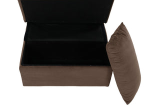English Elm Lift Top Velvet Storage Bench with Pull Out Guest Bed and Tufted Seat Brown B011P581584