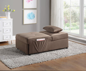 English Elm Lift Top Velvet Storage Bench with Pull Out Guest Bed and Tufted Seat Brown B011P581584