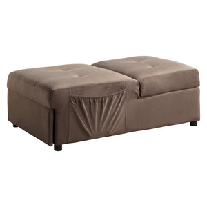 English Elm Lift Top Velvet Storage Bench with Pull Out Guest Bed and Tufted Seat Brown B011P581584
