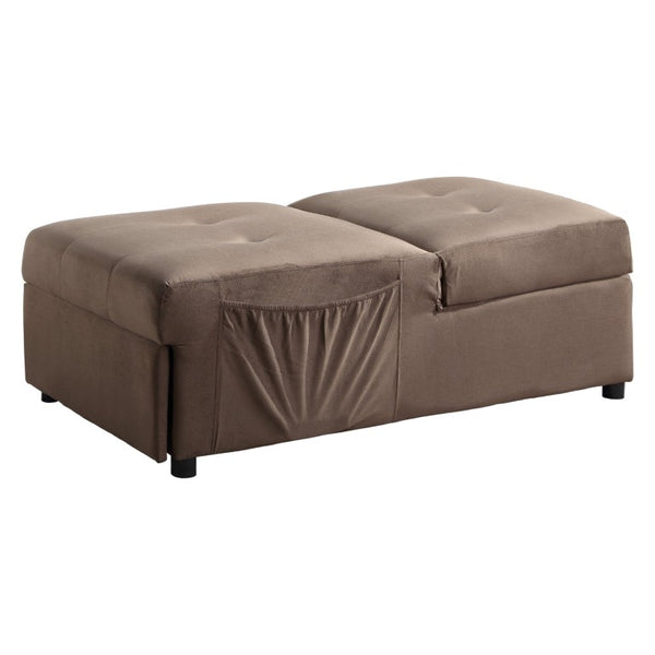 English Elm Lift Top Velvet Storage Bench with Pull Out Guest Bed and Tufted Seat Brown B011P581584