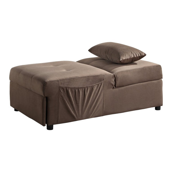 English Elm Lift Top Velvet Storage Bench with Pull Out Guest Bed and Tufted Seat Brown B011P581584