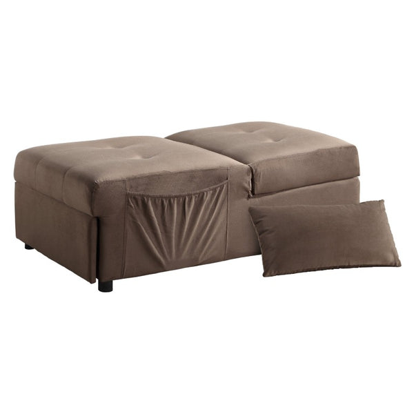 English Elm Lift Top Velvet Storage Bench with Pull Out Guest Bed and Tufted Seat Brown B011P581584