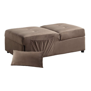 English Elm Lift Top Velvet Storage Bench with Pull Out Guest Bed and Tufted Seat Brown B011P581584