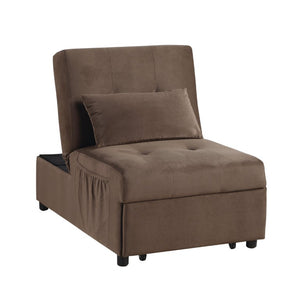 English Elm Lift Top Velvet Storage Bench with Pull Out Guest Bed and Tufted Seat Brown B011P581584