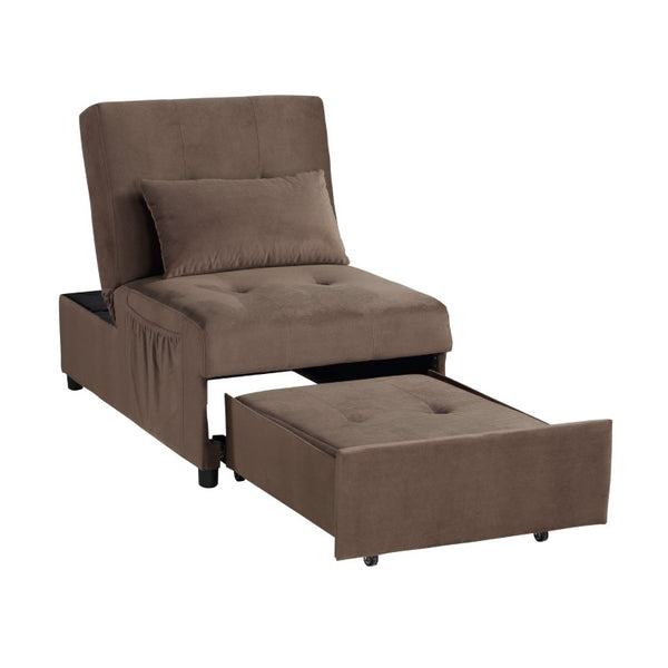English Elm Lift Top Velvet Storage Bench with Pull Out Guest Bed and Tufted Seat Brown B011P581584