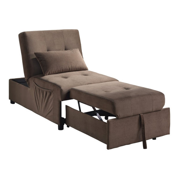 English Elm Lift Top Velvet Storage Bench with Pull Out Guest Bed and Tufted Seat Brown B011P581584