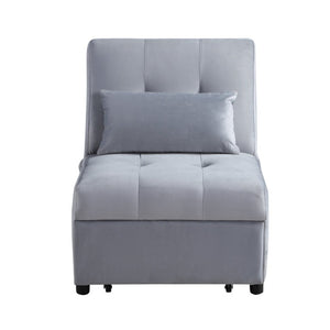 English Elm Lift Top Velvet Storage Bench with Pull Out Guest Bed and Tufted Seat Gray - B B011P581585