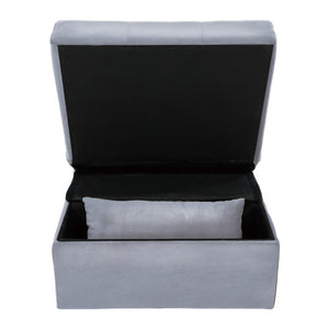 English Elm Lift Top Velvet Storage Bench with Pull Out Guest Bed and Tufted Seat Gray - B B011P581585
