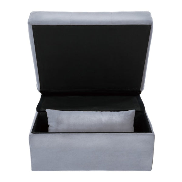English Elm Lift Top Velvet Storage Bench with Pull Out Guest Bed and Tufted Seat Gray - B B011P581585