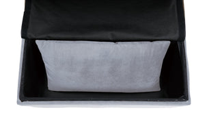 English Elm Lift Top Velvet Storage Bench with Pull Out Guest Bed and Tufted Seat Gray - B B011P581585