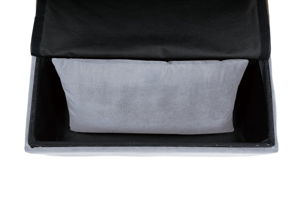 English Elm Lift Top Velvet Storage Bench with Pull Out Guest Bed and Tufted Seat Gray - B B011P581585