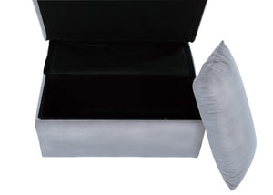 English Elm Lift Top Velvet Storage Bench with Pull Out Guest Bed and Tufted Seat Gray - B B011P581585