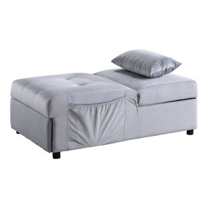 English Elm Lift Top Velvet Storage Bench with Pull Out Guest Bed and Tufted Seat Gray - B B011P581585