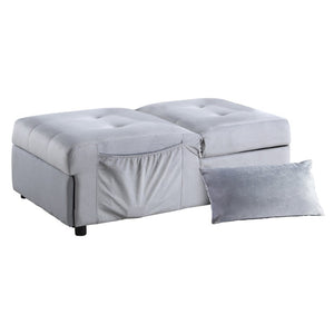 English Elm Lift Top Velvet Storage Bench with Pull Out Guest Bed and Tufted Seat Gray - B B011P581585
