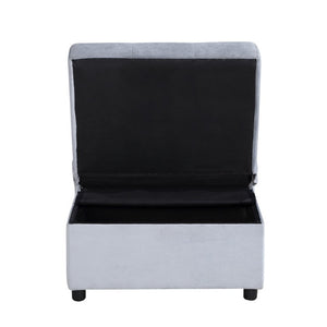 English Elm Lift Top Velvet Storage Bench with Pull Out Guest Bed and Tufted Seat Gray - B B011P581585