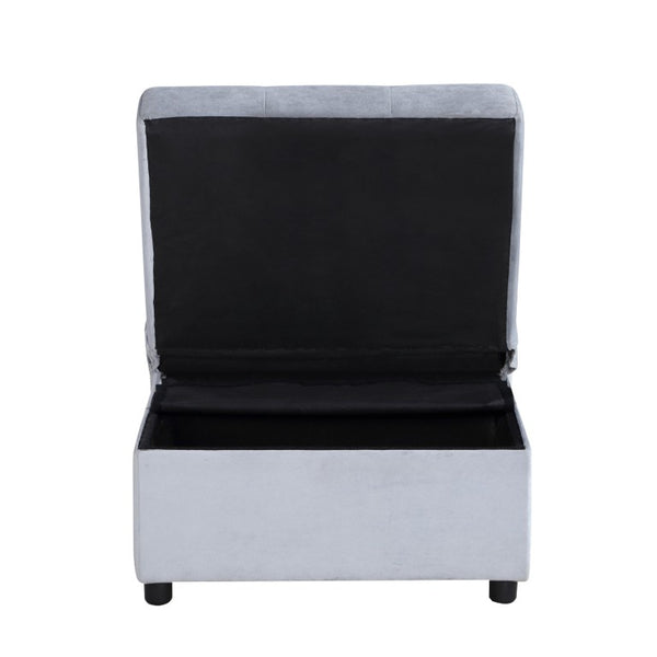 English Elm Lift Top Velvet Storage Bench with Pull Out Guest Bed and Tufted Seat Gray - B B011P581585