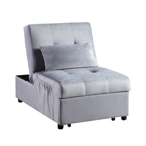 English Elm Lift Top Velvet Storage Bench with Pull Out Guest Bed and Tufted Seat Gray - B B011P581585