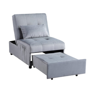 English Elm Lift Top Velvet Storage Bench with Pull Out Guest Bed and Tufted Seat Gray - B B011P581585