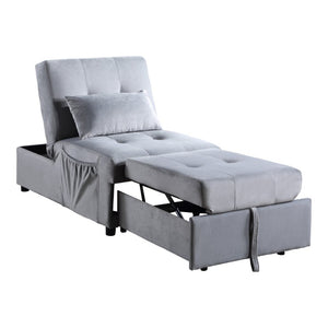 English Elm Lift Top Velvet Storage Bench with Pull Out Guest Bed and Tufted Seat Gray - B B011P581585