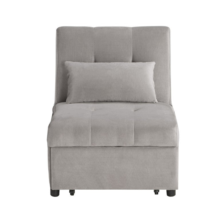 English Elm Lift Top Velvet Storage Bench with Pull Out Guest Bed and Tufted Seat Gray - A B011P581586