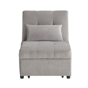 English Elm Lift Top Velvet Storage Bench with Pull Out Guest Bed and Tufted Seat Gray - A B011P581586