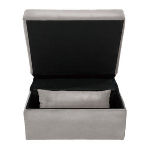 English Elm Lift Top Velvet Storage Bench with Pull Out Guest Bed and Tufted Seat Gray - A B011P581586