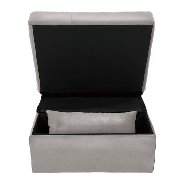 English Elm Lift Top Velvet Storage Bench with Pull Out Guest Bed and Tufted Seat Gray - A B011P581586