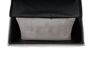 English Elm Lift Top Velvet Storage Bench with Pull Out Guest Bed and Tufted Seat Gray - A B011P581586