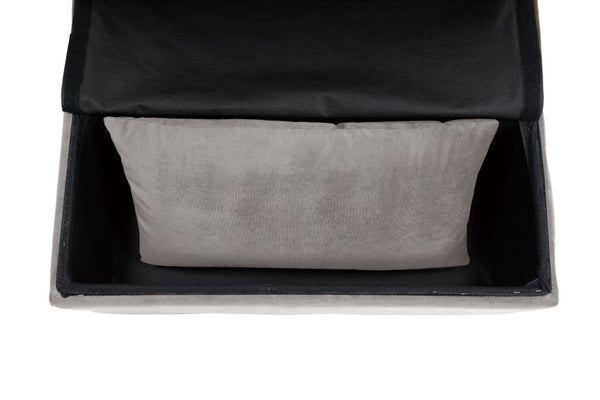 English Elm Lift Top Velvet Storage Bench with Pull Out Guest Bed and Tufted Seat Gray - A B011P581586