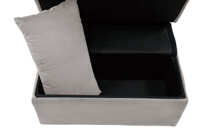 English Elm Lift Top Velvet Storage Bench with Pull Out Guest Bed and Tufted Seat Gray - A B011P581586