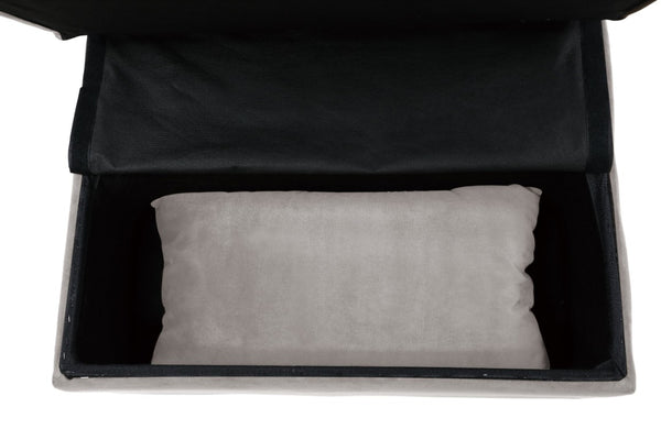 English Elm Lift Top Velvet Storage Bench with Pull Out Guest Bed and Tufted Seat Gray - A B011P581586