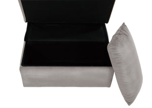English Elm Lift Top Velvet Storage Bench with Pull Out Guest Bed and Tufted Seat Gray - A B011P581586