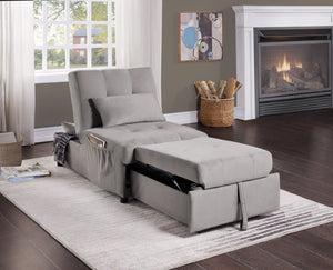 English Elm Lift Top Velvet Storage Bench with Pull Out Guest Bed and Tufted Seat Gray - A B011P581586