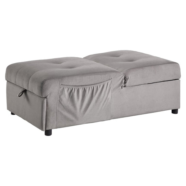 English Elm Lift Top Velvet Storage Bench with Pull Out Guest Bed and Tufted Seat Gray - A B011P581586